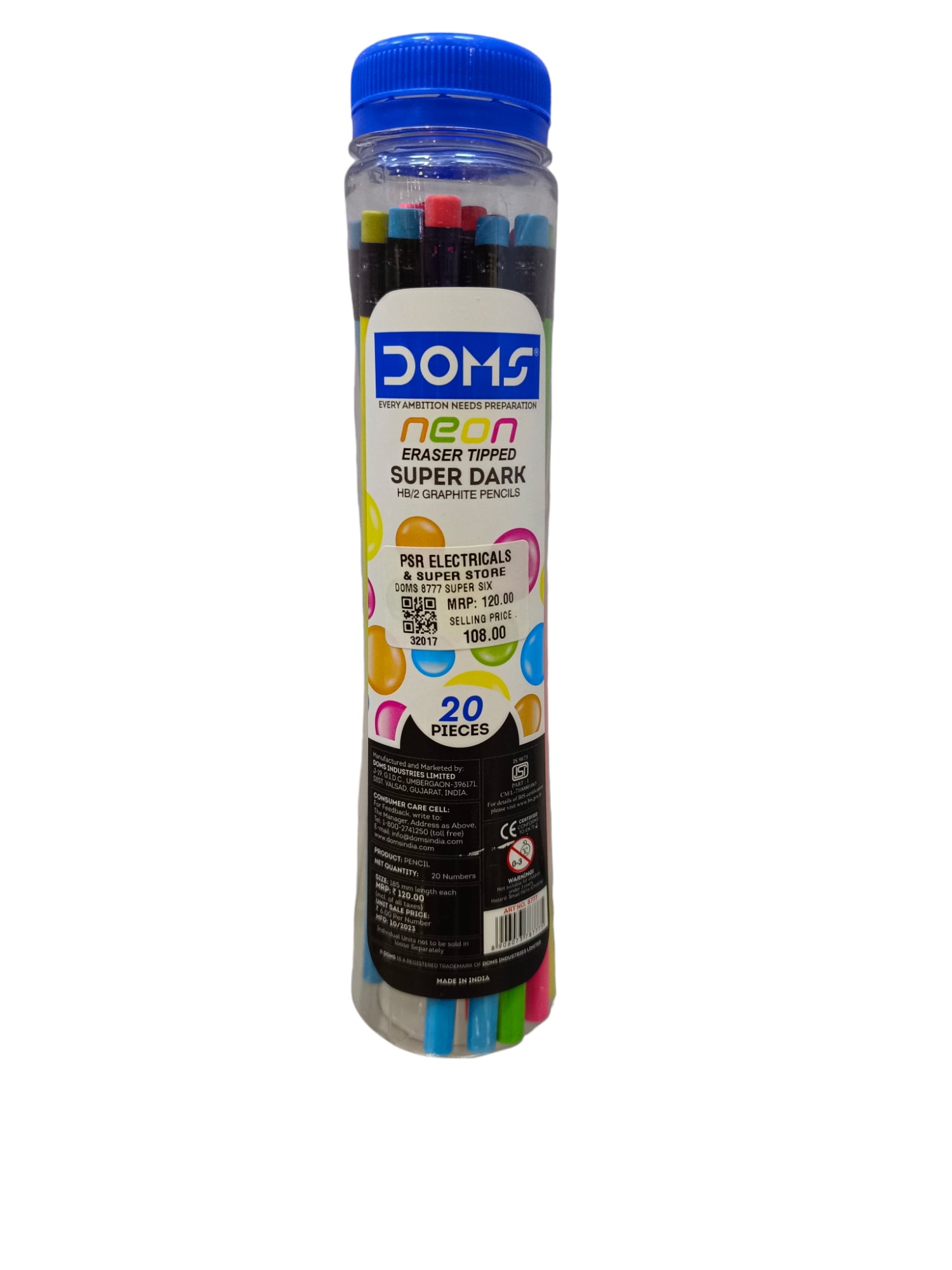 DOMS 8777 SUPER SIX NEON SUPER DARK PENCIL DOMS 8777 SUPER SIX NEON SUPER DARK PENCIL
